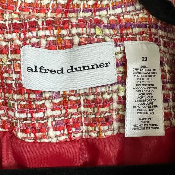 Women's NWT Alfred Dunner Pink Red Tweed Open Front Blazer Jacket Lined Size 20 - Picture 5 of 8